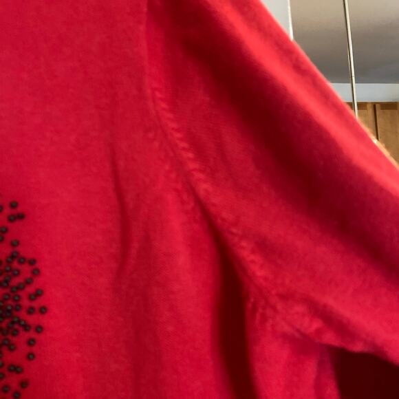 Quacker Factory Women's Size 1X Red Beaded Sleigh & Reindeer Christmas Sweater - Picture 8 of 10